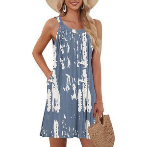 Women's Beach Cover Up Tank Dress Casual Vacation Short Summer Halter Dresses